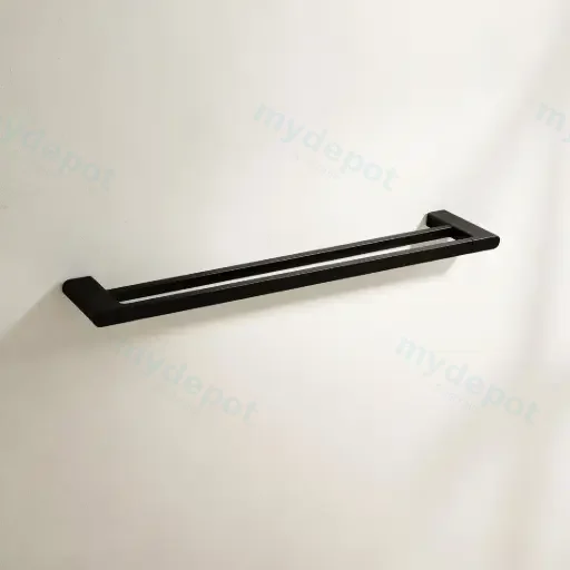 Au Black Double Towel Rail 600mm