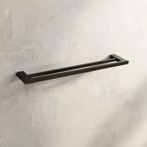 Au Black Double Towel Rail 800mm