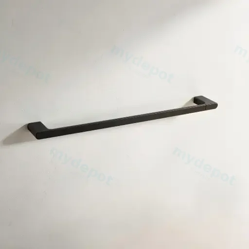 Au Black Single Towel Rail 800mm