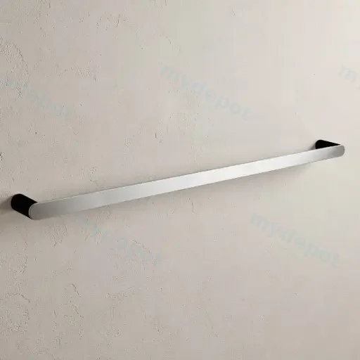 Bellino Chrome & Matte Black 800mm Single Towel Rail