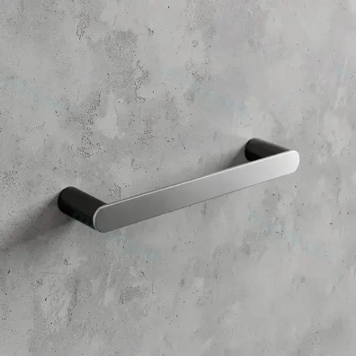 Bellino Chrome & Matte Black Hand Towel Rail 300mm