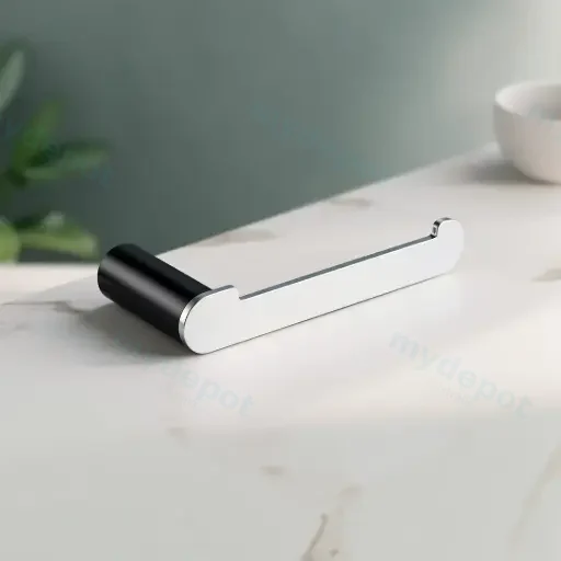 Bellino Chrome & Matte Black Toilet Roll Holder