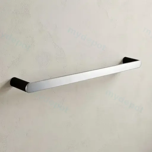 Bellino Chrome & Matte Black 600mm Single Towel Rail