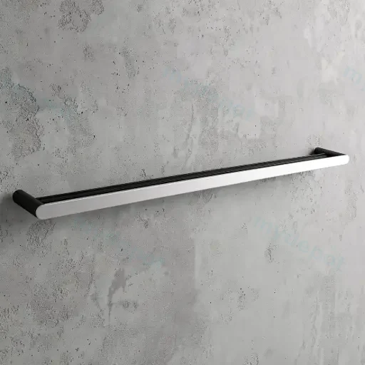 Bellino Chrome & Matte Black 800mm Double Towel Rail