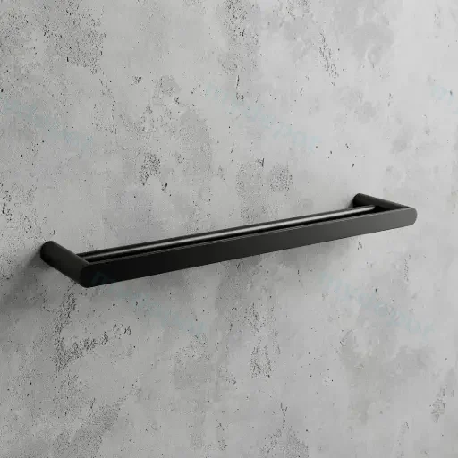 Bellino High Gloss Black 600mm Double Towel Rail