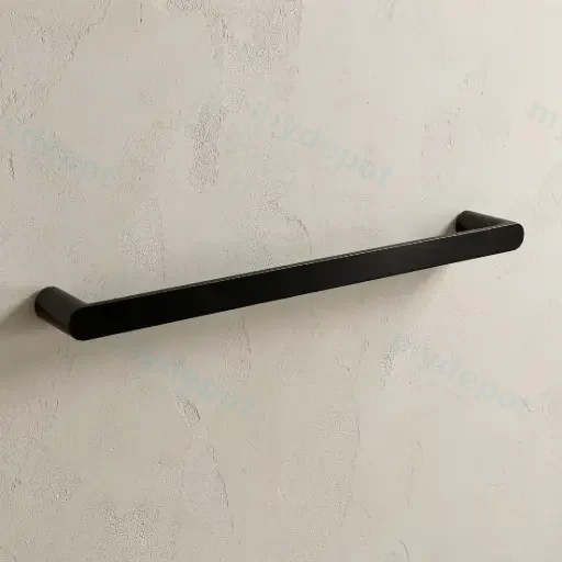 Bellino High Gloss Black 600mm Single Towel Rail