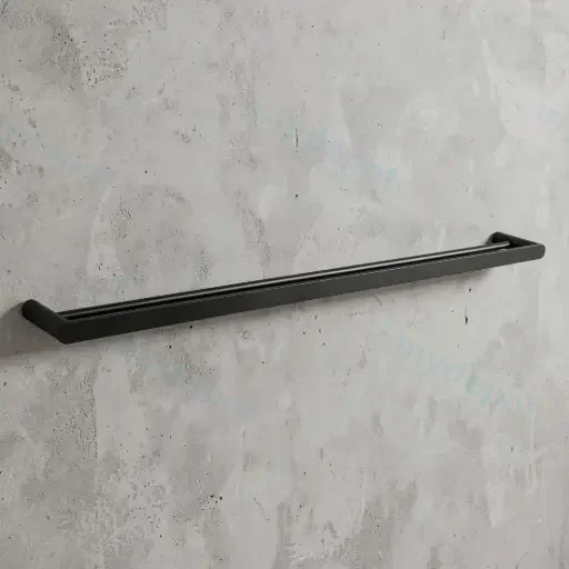 Bellino High Gloss Black 800mm Double Towel Rail