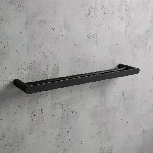 Bellino Matte Black 600mm Double Towel Rail