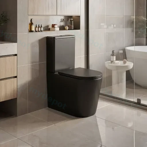 Berlin Matt Black Back To Wall Toilet Suite Quiet Flushing Technology