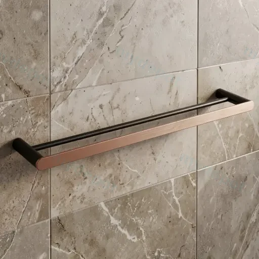 Black & Rose Gold Double Towel Rail 600mm Stainless Steel 304 Wall Mounted