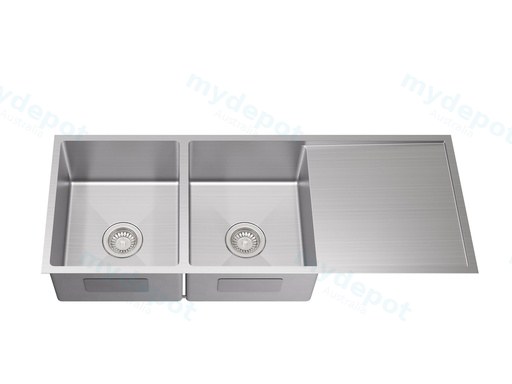 Bowl Size:340X340X230mm Overall Size:1140X450X230mm Brushed Staineless Steel Kliff Hand Made Stainless Steel Sinks