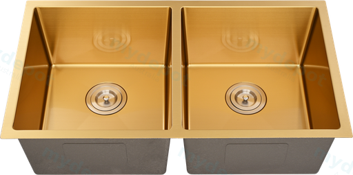 Bowl Size:350X400X230mm Overall Size:775X450X230mm Brushed Gold Kliff Hand Made Stainless Steel Sinks