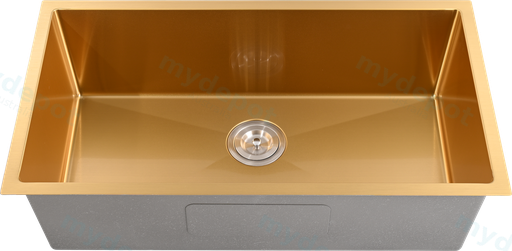 Bowl Size:720X400X230mm Overall Size:760X440X230mm Brushed Gold Kliff Hand Made Stainless Steel Sinks