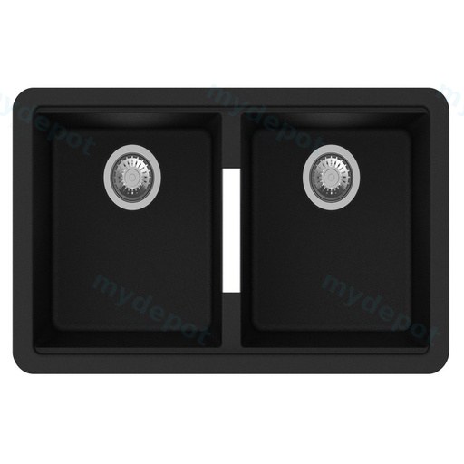 Carysil CGDB Black Double Bowl Granite Kitchen Sink 824*481*241mm