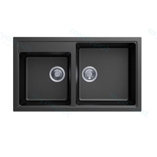 Carysil Vivaldi Black Double Bowl Granite Kitchen Sink 860mm*500mm