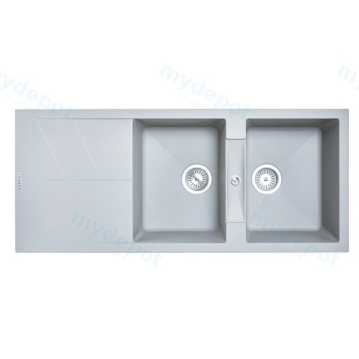 Carysil Jazz Concrete Grey Double Bowl with Drainer Granite Kitchen Sink 1150*500mm