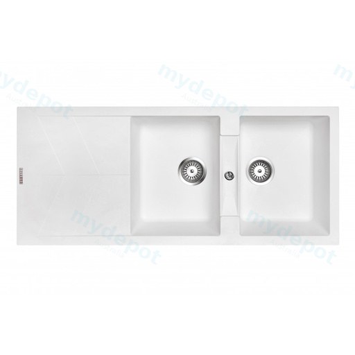 Carysil Jazz White Double Bowl with Drainer Granite Kitchen Sink 1150*500mm