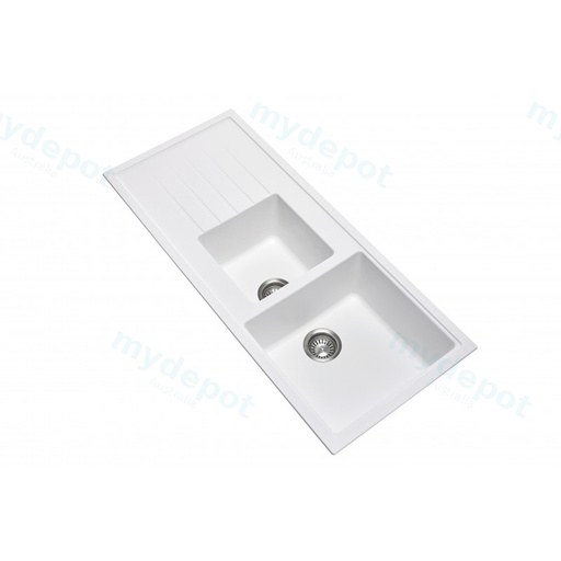 Carysil Vivaldi White 1 and 1/2 Bowl Granite Kitchen Sink 1160*500mm
