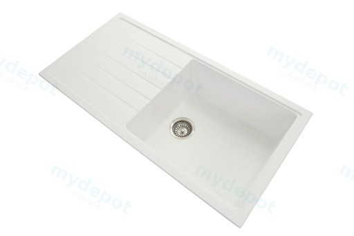 Carysil Vivaldi White Single Bowl with Drainer Granite Kitchen Sink 1000*500mm