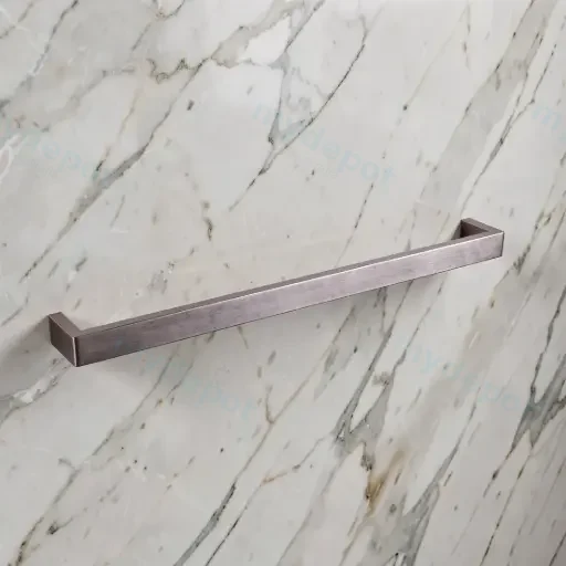 Cavallo Brushed Nickel Square Single Towel Rail 600mm