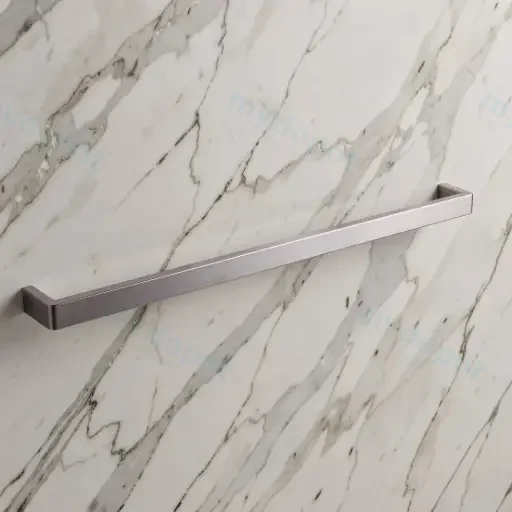 Cavallo Brushed Nickel Square Single Towel Rail 800mm