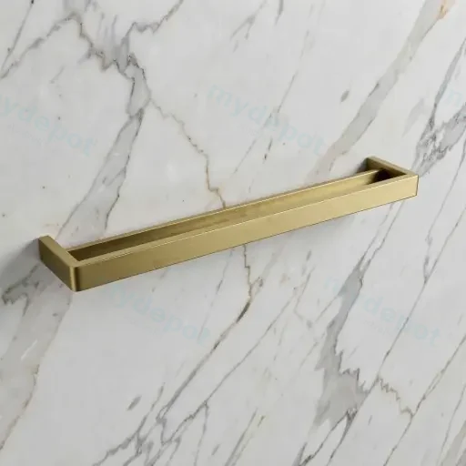 Cavallo Brushed Yellow Gold Square Double Towel Rail 600mm