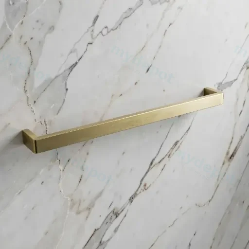 Cavallo Brushed Yellow Gold Square Single Towel Rail 600mm