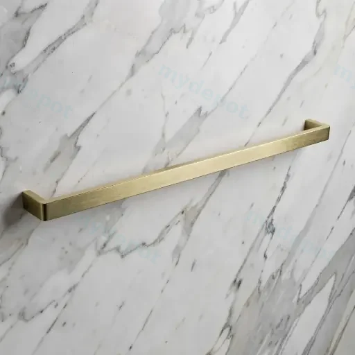 Cavallo Brushed Yellow Gold Square Single Towel Rail 800mm