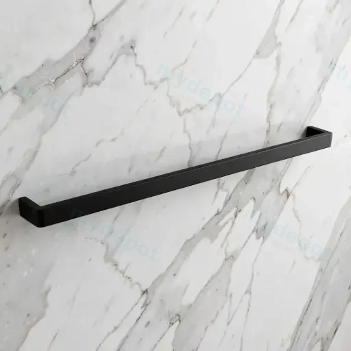 Cavallo Matte Black Square Single Towel Rail 800mm