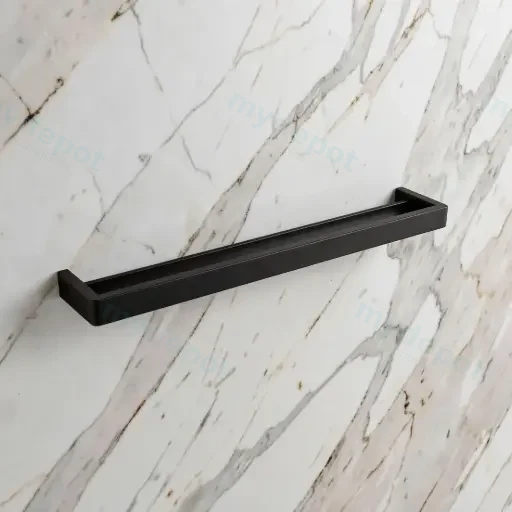 Cavallo Matte Black Square Double Towel Rail 600mm