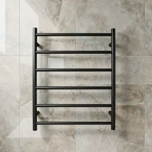 Chrome Black Electric Heated Towel Rack 6 Bars