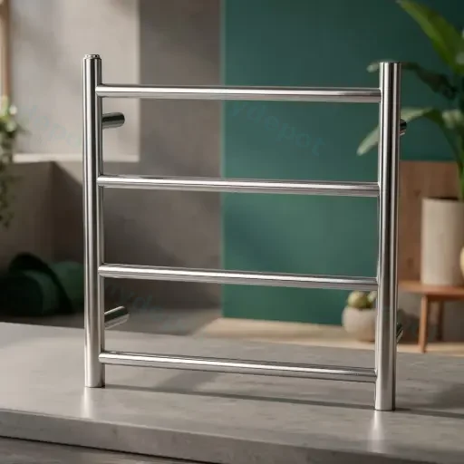Chrome Round Electric Heated Towel Rack 4 Bars