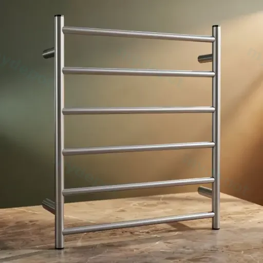 Chrome Round Electric Heated Towel Rack 6 Bars