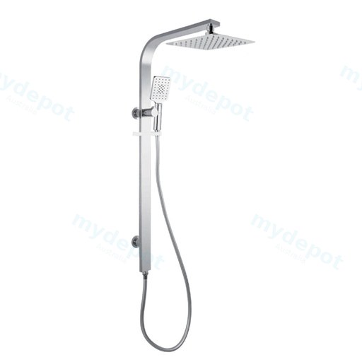Chrome Square Shower Station without Shower Head and Handheld Shower(Wide Rail)
