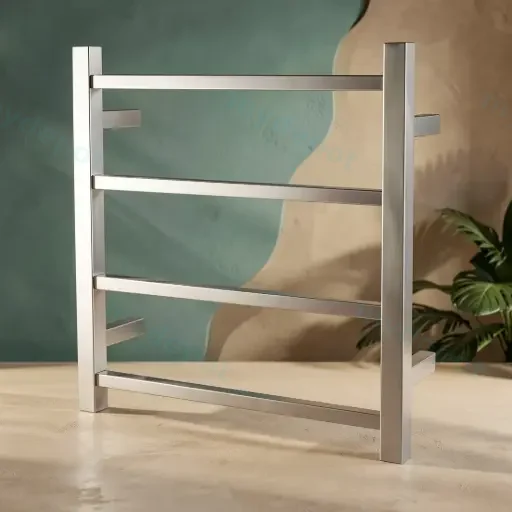 Chrome Square Electric Heated Towel Rack 4 Bars