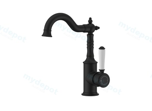 Clasico Basin Mixer Ceramic handle in Matt Black