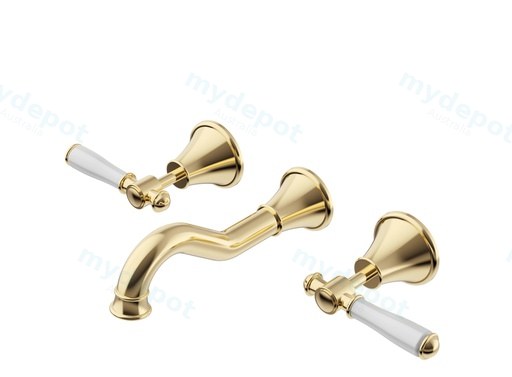 Clasico Bath Set Ceramic Hahdle Brushed Gold Lead Free