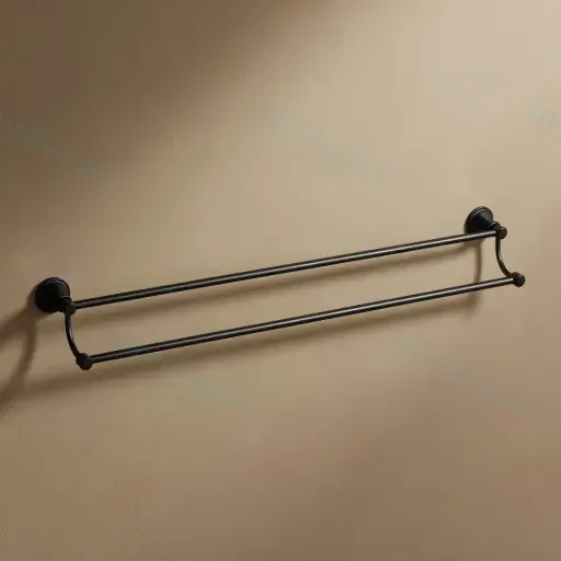 Clasico Double Towel Rail 800mm in Matt Black