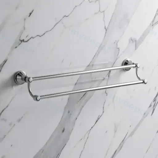 Clasico Double Towel Rail 600mm Chrome