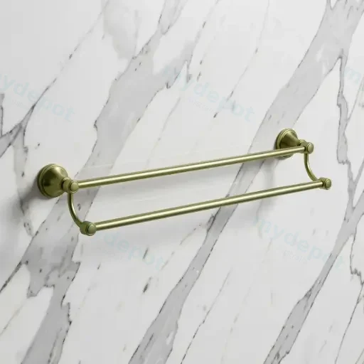 Clasico Double Towel Rail 600mm in Brushed Gold
