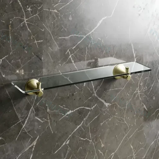 Clasico Glass Shelf in Brushed Gold