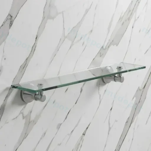 Clasico Glass Shelf in Brushed Nickel