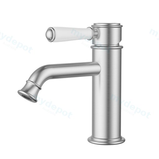 Clasico New Basin Mixer Ceramic Handle Brushed Nickel