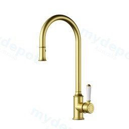 Clasico Pull-Out Sink Mixer Ceramic Handle Brushed Gold