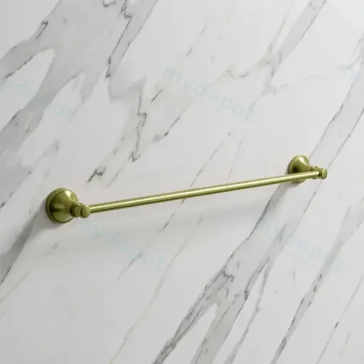 Clasico Single Towel Rail 600mm in Brushed Gold