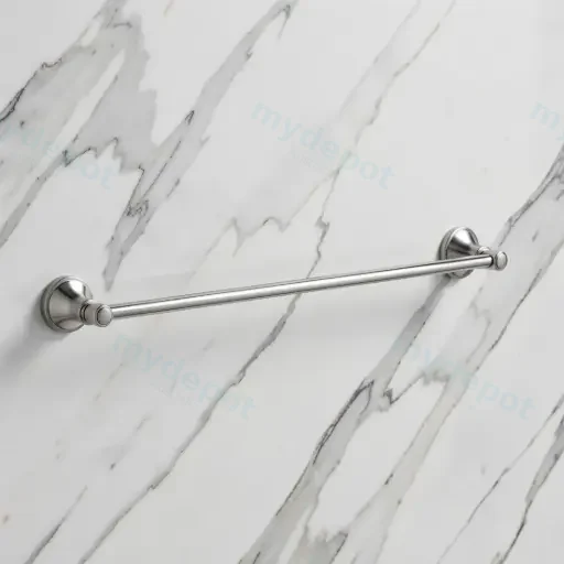 Clasico Single Towel Rail 600mm in Brushed Nickel