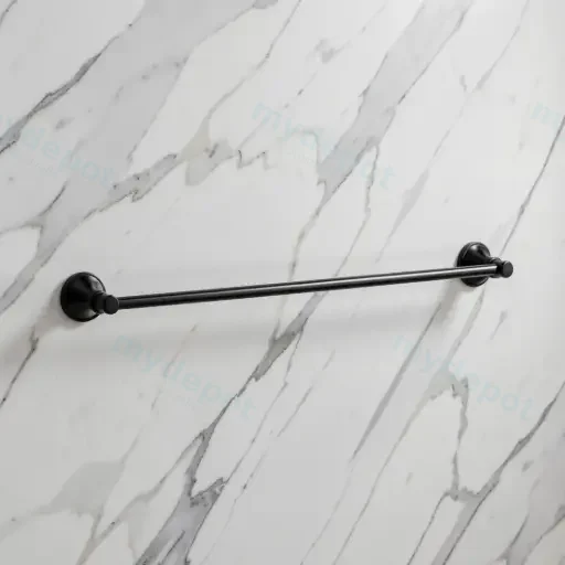 Clasico Single Towel Rail 600mm in Matt Black