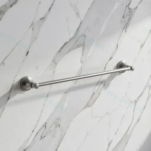 Clasico Single Towel Rail 800mm in Brushed Nickel