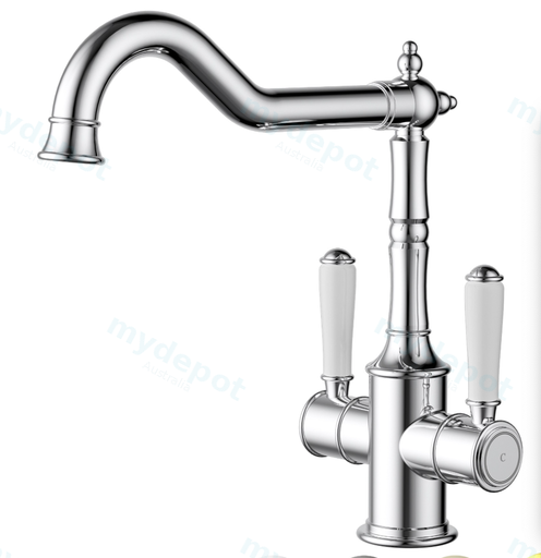 Clasico Twin Handle Sink Mixer Ceramic Handle Chrome