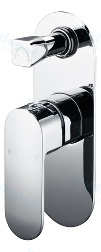 Cora Ellipse Handle Chrome Wall Mixer With Diverter Lead Free